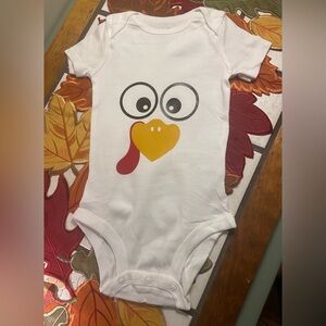Carter's White Onesie with Turkey Face Design